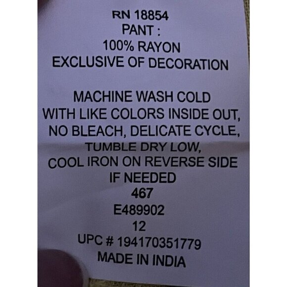 Rare Edition Girls Straight Leg Pants Size 12 Yellow Floral Print Tie Elastic - Picture 11 of 11